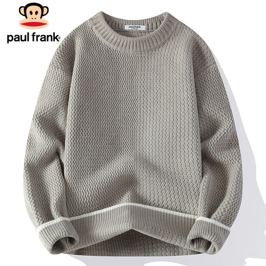 Big mouth monkey (paul frank) sweater men's autumn and winter round neck warm sweater men's bottoming shirt casual top men's off-white XL