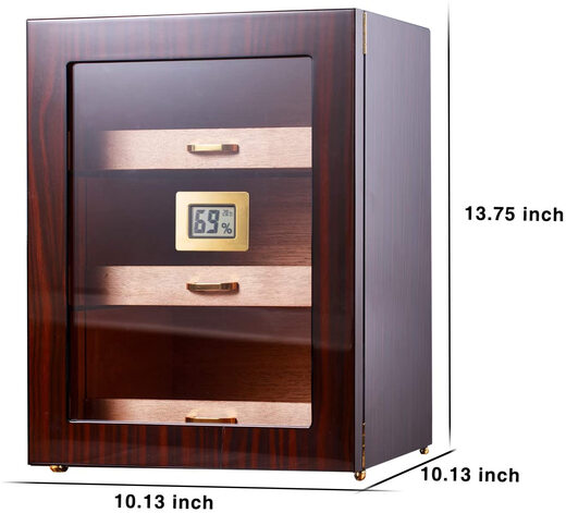 Set of Hakka cigar humidor three-layer small household cigar cabinet cigar box Spanish cedar wood aging box storage box transparent window holds about 30 cigars