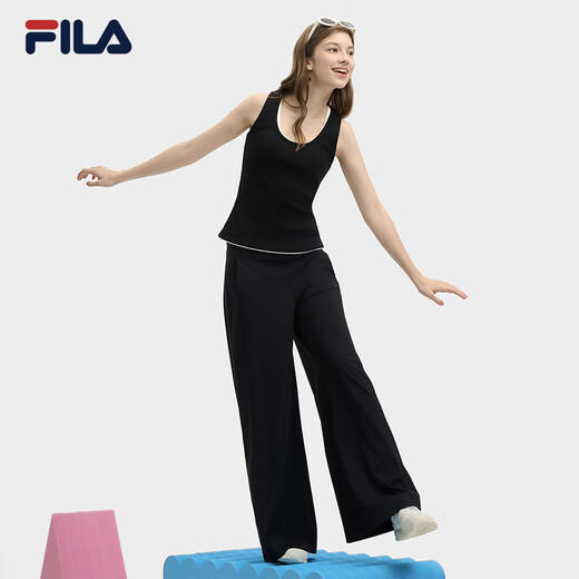 FILA 斐乐官方女子针织背心2025夏新款时尚休闲简约修身无袖上衣 正黑色-BK XS 155/76A/XS