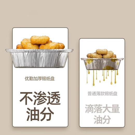 YOUQIN tin foil tray air fryer special paper household thickened barbecue box tin foil box round aluminum foil tin foil bowl 5-8L diameter 23.5cm 50 pieces