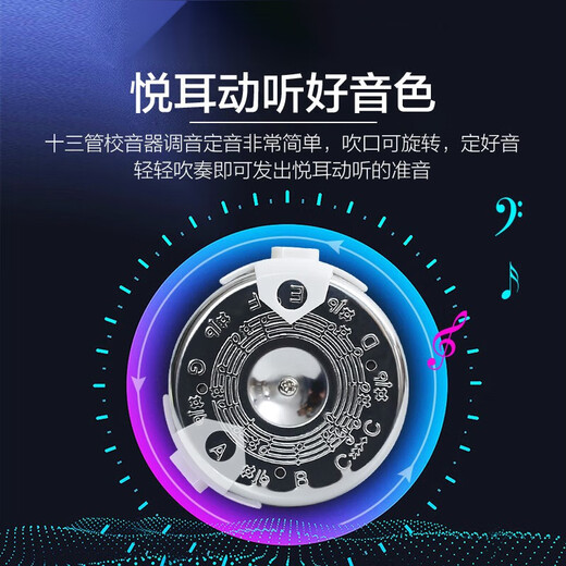 旌梦园十三管通用校音器 圆盘口吹定音器 京胡二胡调音器 十三管校音器+二胡套弦