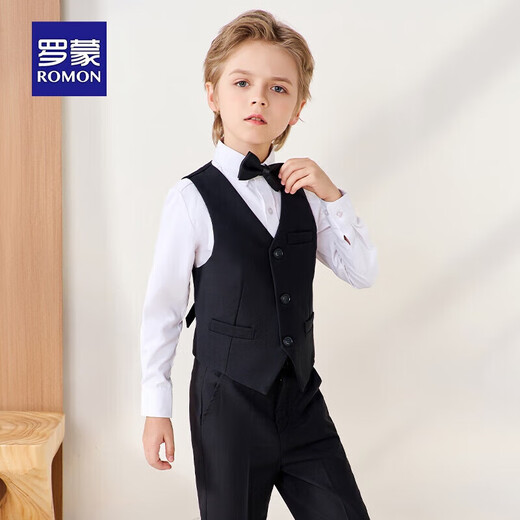 Robe pour enfants Robe Flower Boy Boy Performance Boy Host Host Black Vest Suit Long 130