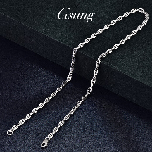 GsunG platinum necklace men's PT950 new style pig nose necklace fashionable shiny platinum women's necklace 8-character chain priced by gram contact before bidding