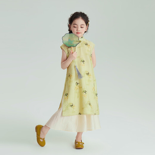 Pudding Haru Girls 'Kleid Kinderrock neuer chinesischer Stil Cheongsam Zweiteiler Sommeranzug 2025 Neuer chinesischer Stilanzug