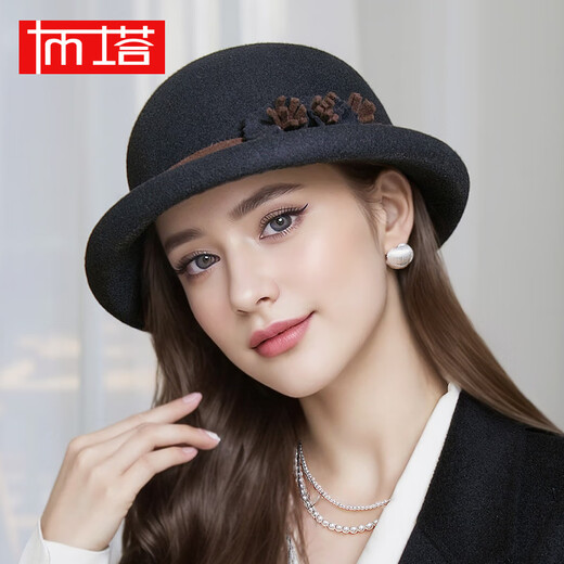 Buta 2024 automne et hiver nouveau dôme style irrégulier topper chat laine bouclée rétro chaude chapeau noir