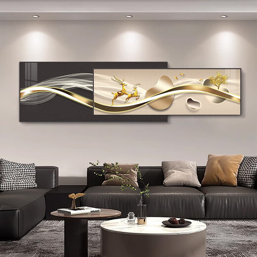 Mopai modern light luxury living room sofa background wall decoration painting 2025 new superimposed painting minimalist high-end hanging painting with backing 240x65cm (suitable for 3.5m sofa) crystal porcelain