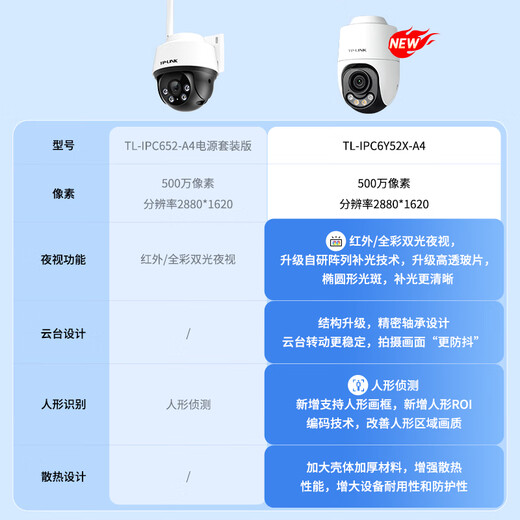 普联（TP-LINK）500万全彩监控摄像头家用监控器360度无死角全景带夜视追踪无线室外户外防水云台旋转手机远程网络