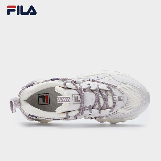 FILA official women's shoes dad shoes sneakers new cat claw shoes 5th generation retro casual shoes milk white/romantic purple-GO 37.5