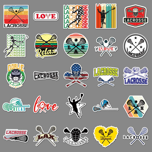 50 kreative Aufkleber für Lacrosse-Tennisspieler DIY Material Thermos Cup Scooter Helm Travel Box Kopfhörer Kleiderschrank Flache Aufkleber handgefertigtem selbstverletzender wasserdichte Dekoration Lacrosse-826 5.5-8,5 cm