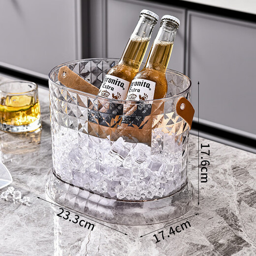 Yunxu Ice Bucket Household Coke Beer Ice Wine Bucket Transparent Picnic Beverage Bucket High-Looking Storage Bucket Internet Celebrity Ice Bucket White Pack of Two