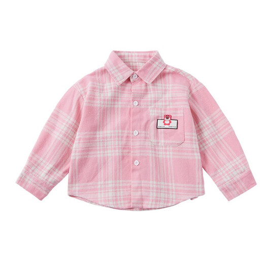 G.duck Little Yellow Duck Girls Plaid Shirt Spring and Autumn Children's Shirt Long Sleeve Children's Jacket Girl Baby Fashion Top Pink 110 Size 4~5 years old 100-110cm
