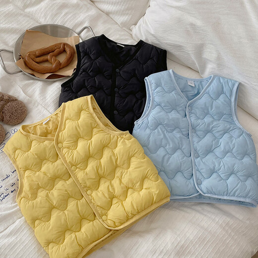 Disney (Disney) Down Vest Children's Baby Cotton Boys and Girls Vest Baby Vest Autumn and Winter Thickened Children Wear Inside and Out Off-Season Beige 90 (Recommended Height 70-80cm)