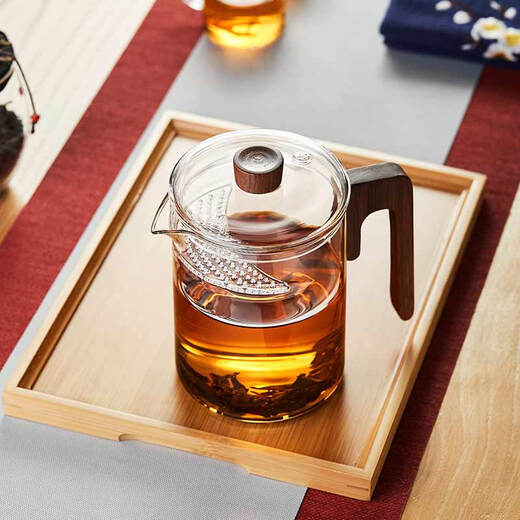 Green Changming glass teapot crescent filter kettle high temperature resistant teapot large capacity teapot wooden handle teapot 860ml