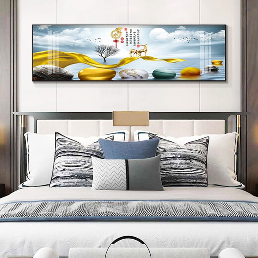Tongdi Modern Simple Bedroom Decoration Peinture Nordic Style Salle PEINTURE PEINTURE COMPLET Hôtel B&B Hôtel Elk peinture de suspension 03 Jiahe Fugui 12147 Crystal Porcelain Painting 200 * 60 Recommandation de lit de 2 mètres personnalisé en cadre noir