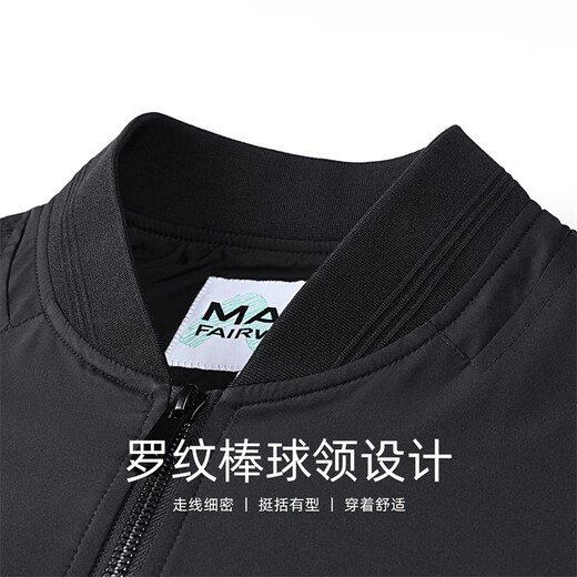 Mark Huafei Simple Baseball Collar Men's Jacket 2025 Autumn New Heavy Industry Embroidered Pilot Commuting Casual Jacket Black-Regular Style L/175