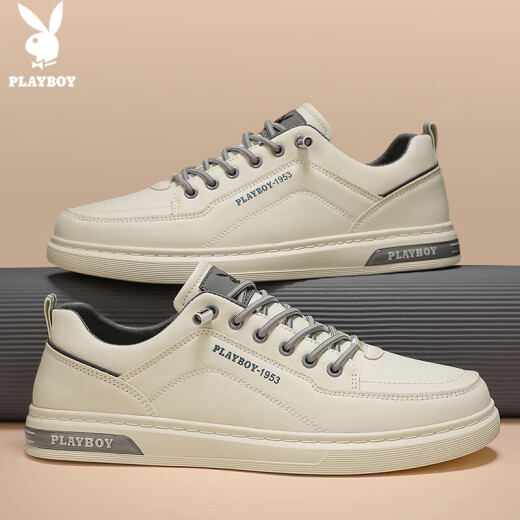 Playboy (Playboy) Herrenschuhe Herren 2025 Sommer lässige Schuhe Herren Trendy Board Shoes Herren Modegeschäft weiße Schuhe Beige 42