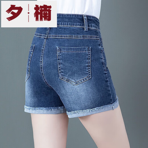 夕楠夏季新款弹力直筒高腰牛仔短裤女宽松显瘦百搭韩版破洞a字裤 698拉链款 30 /2.3尺建议120-130斤