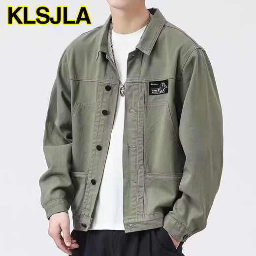 Klsjla Jacke Herren Frühlings- und Herbst-Hemd Revers Herbst-Kleidung Herrenarbeit Jacke Frühherbst-Jacke Top AI [verbesserte Version] K12806 Gray XS M [Empfohlen 90-120jin [Jin Equals 0,5 kg]]]
