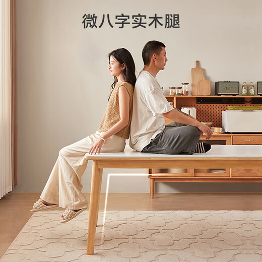 Jingjing Tokyo Made Home Simple Slate Dining Table Home Dining Table Small Apartment Dining Table Solid Wood Dining Table and Chair Combination 1 Table 4 Chairs 1.4M