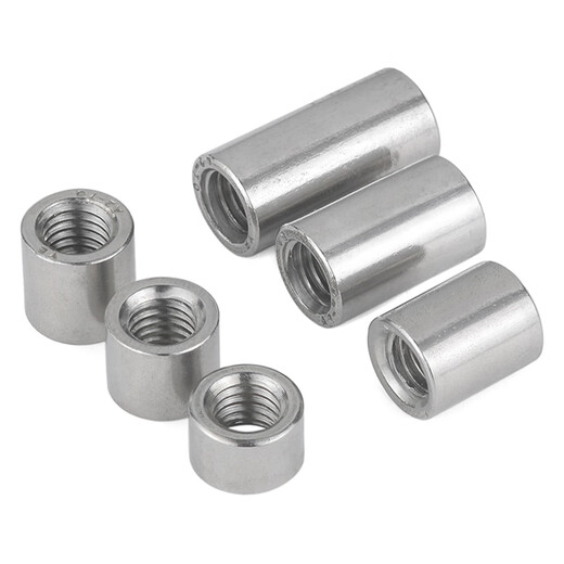 Jinggong (JINGGONG) extended nut 304 stainless steel cylindrical thickening and height welding internal thread round nut column m4m5m6m8m10 M5*20* outer diameter 8 (5 pieces)