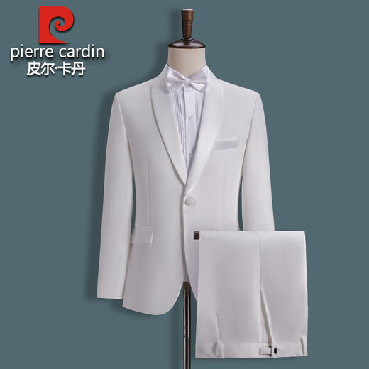 Pierre Cardin Performance Clothing Men's Art Exam Suit Singer Host Dress Men's Suit Suit Stage Performance Chorus Clothing Black Green Fruit Collar Suit Pants Tie Waistband L 145Jin Jin is equal to about 0.5 kg