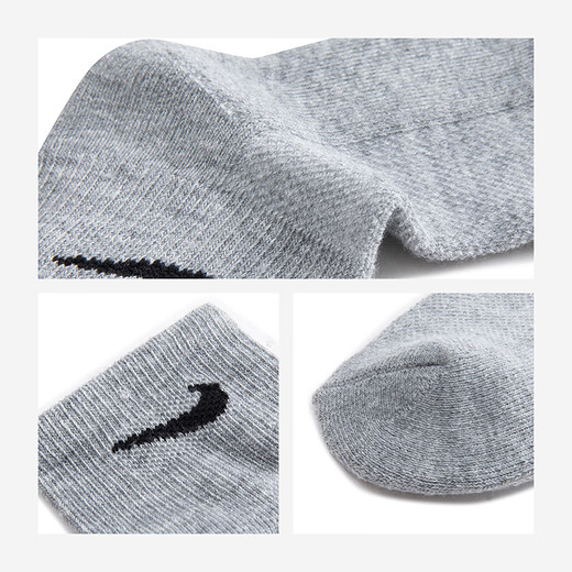 NIKE 耐克男女童中筒短袜6双装3A抗菌莱卡面料柔软舒适儿童运动袜子 白色/岩岭灰 6双 5-7岁 【建议脚长18-20cm】