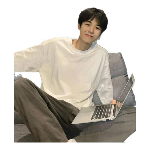 Zhiwei American 300G Sweathir Sweatter pour garçons au printemps et à l'automne Short pour garçons, T-shirt à manches longues Pure Coton Base Shirt, White XL [Recommandé 125-145jin [Jin est égal à 0,5 kg]]]