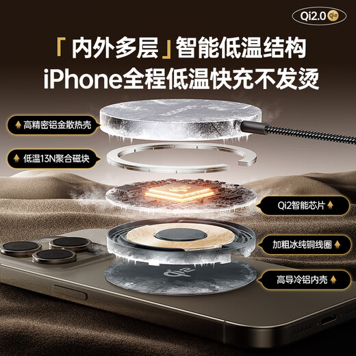 Baseus Apple wireless charger supports MagSafe magnetic fast charging Qi2 certified 15W fast charging iPhone17/16/15/14/13/12ProMax/PLUS headphones