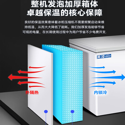 Meizhi Serie MEIZHI Freezer Comercial Gran capacidad Refrigerable de congelador completo y gabinete de exhibición de refrigerador doméstico de doble temperatura 698 Tipa de cobre de una sola temperatura inteligente