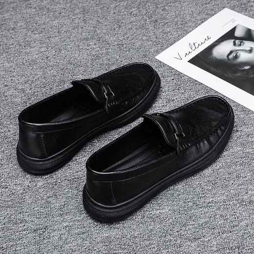 Chaussures masculines de Huilijun, mocassins à cheval, petites chaussures en cuir, personnes paresseuses décontractées pour hommes coups de pied doux Sole Sole British British Bean Chaussures hommes 9905 noir 43