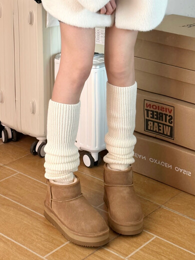 Dark Mirror Knitted JK Socks Socks Women's White Calf Socks Snow Boot Socks Leg Covers Autumn and Winter Warm Lolita Pile Socks Foot Style Gray One Size Collection Add-on Purchase Priority Shipping