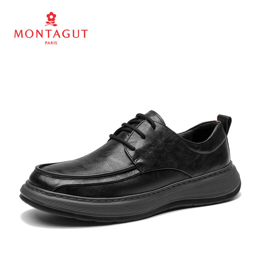 MONTAGUT genuine leather shoes for men in autumn and winter high-end business casual shoes soft sole first layer cowhide men's shoes large leather shoes for men black (first layer cowhide) 40 standard leather shoe size