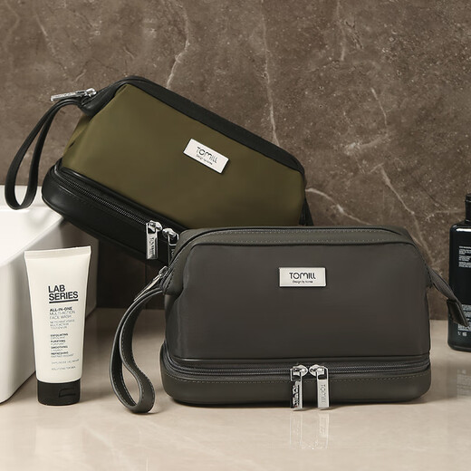 Tomill Toilettenartikel für Herren Geschäftsreisen Aufbewahrungstasche Toilettenartikel Aufbewahrungstasche Nass und trockener Trennung wasserdichte Make-up-Beutel Romeo-Black
