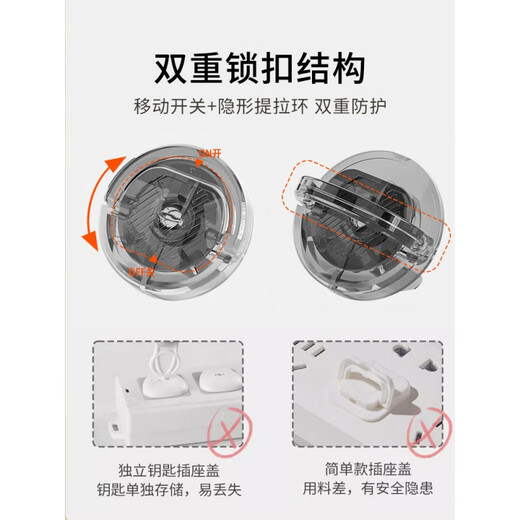 SAFTY DAD transparent socket protective cover children's anti-shock PC flame retardant plug safety plug socket protective cover switch jack plug transparent 24-pack anti-shock socket protective cover