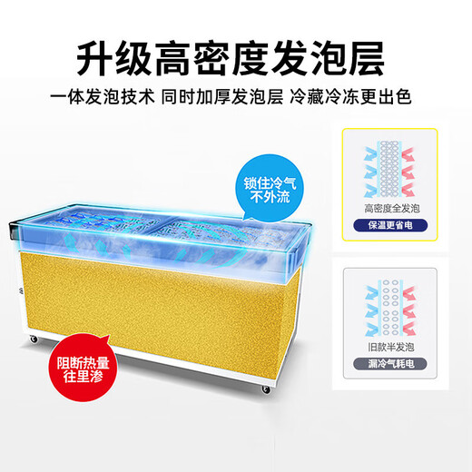 德派龙（DEPAILONG）展示柜冷藏商用岛柜烧烤海鲜店大容量卧式冰柜商用冷冻展示柜配菜麻辣烫展示柜冷冻保鲜柜 2.5米深岛柜｜双压缩机【1315L】
