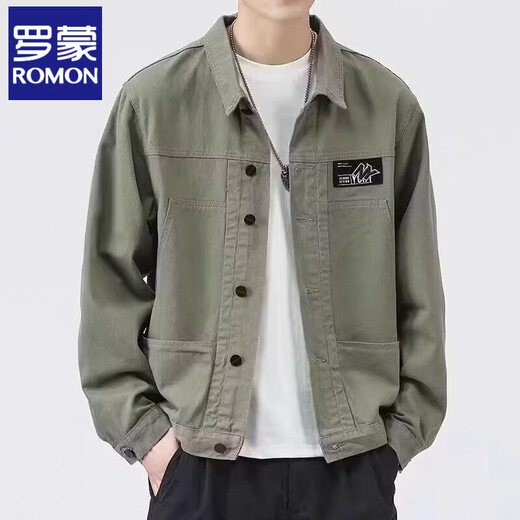 罗蒙（ROMON）外套男款春秋季2025新款衬衫翻领秋装男士工装夹克初秋褂子上衣服 【升级版】K12806黑色 M 【建议90-120斤】