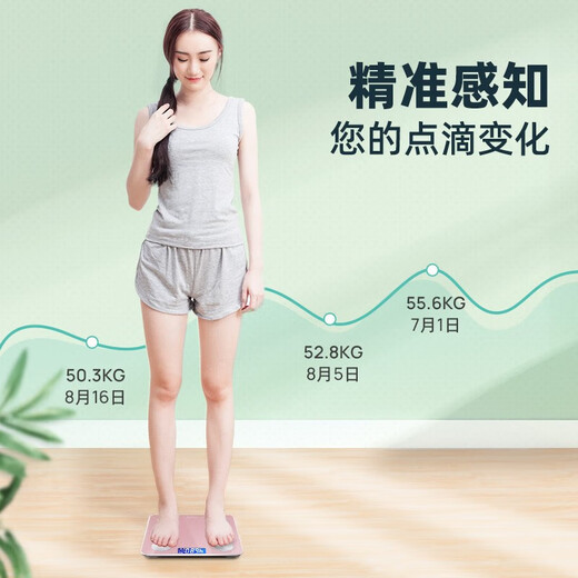 沐美 电子秤人体称重智能精准电子称健康秤体重计体重秤体脂称减肥专用充电健身款 USB充电体重秤（粉色款不支持蓝牙）