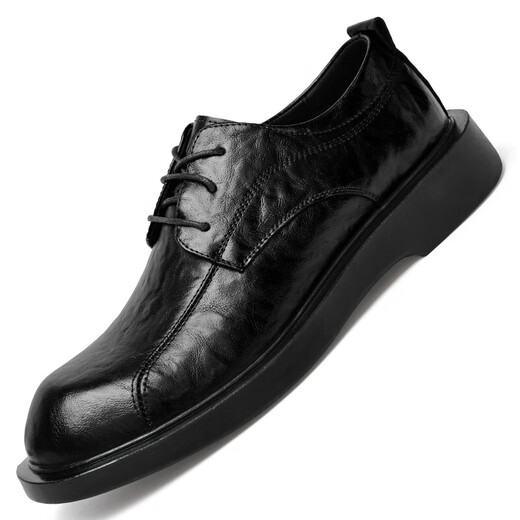 XO leather shoes men [cowhide] 2025 spring and summer men's shoes lace-up derby shoes men business formal casual shoes men black [hand-grabbed cowhide-four seasons] 6621 42