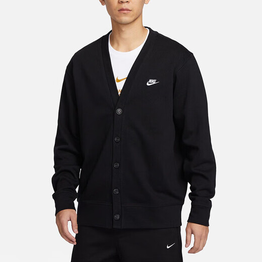 Nike (NIKE) men's knitted cardigan spring new trendy and casual stacked embroidered jacket FN3899-010 S
