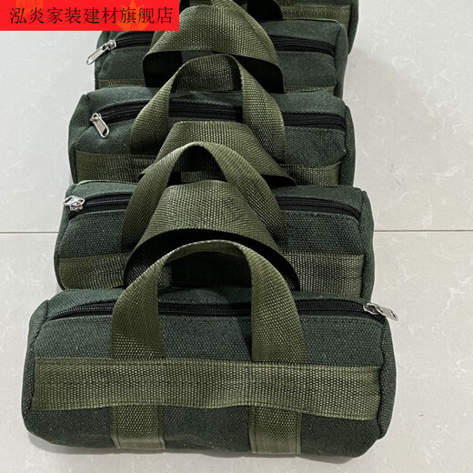 Vinoa thickened canvas tool bag hardware car auto repair multi-functional tool wear-resistant storage bag portable tool bag extra thick round bag 38*20 cm (widened webbing at the bottom of the pocket)