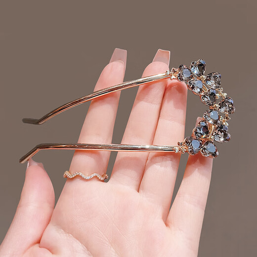 Zuoou rhinestone hairpin U-shaped clover ball head hair artifact hairpin hairpin women's large hairpin U-shaped hairpin gold exquisite clover style