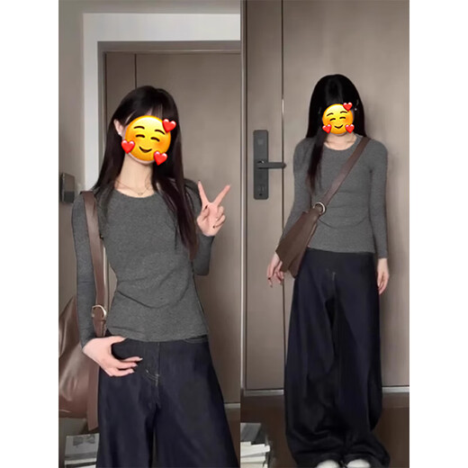 Qumile white bottoming long-sleeved T-shirt for women in autumn and winter new style German velvet inner with slim right shoulder, slim and warm top, white M