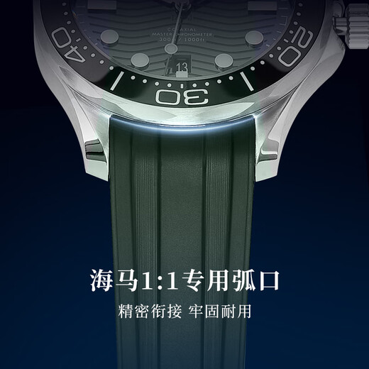 Istrap is suitable for Omega strap Seamaster 300m diving watch Black Warrior men's curved fluororubber watch strap