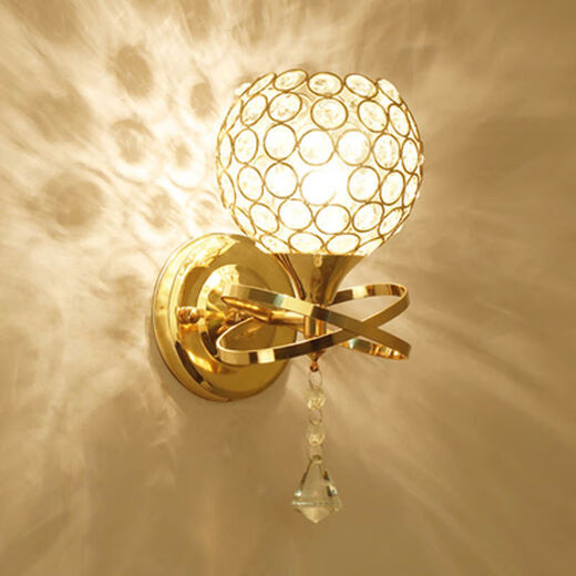 Yilin (yilin) wall lamp bedroom wall bedside lamp simple modern creative European American American LED living room aisle stair lamp gold single head gold delivery LED light bulb three-color + pull switch