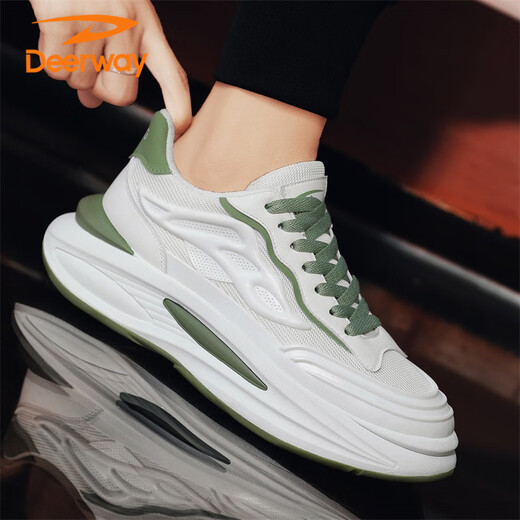 Deerway -Schuhe Herrenschuhe 2025 Sommer Daddy Schuhe Herren dicker Sohle atmungsaktives lässige Sportschuhe weiß hellgrün 42