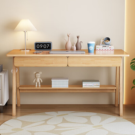 Huazhou solid wood desk simple small apartment home writing desk desktop computer table bedroom study table 1.2 meters solid wood color