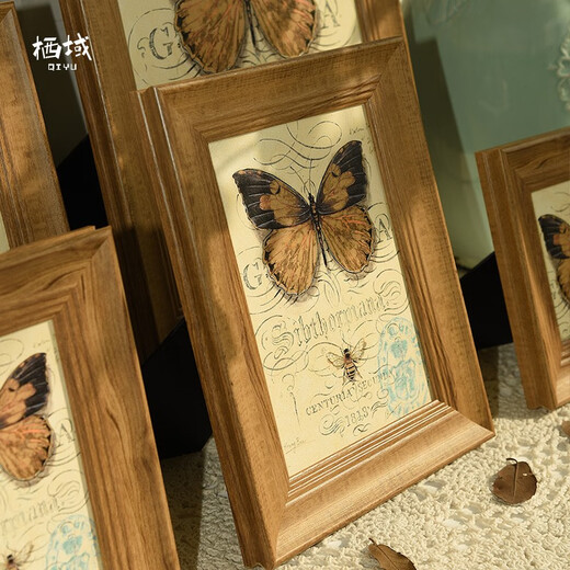 Qiyu American 8-inch photo frame table hanging wall vertical and horizontal photo frame mounting A4 certificate frame custom photo frame plus photo walnut color A4 (photo 21cm*29.7cm)