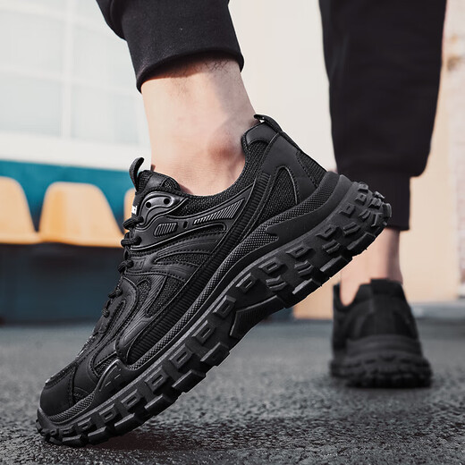 
Changxiang Huili summer mesh breathable men's shoes pure black shoes men's labor protection work anti-slip sports shoes casual work wear dad shoes black 42