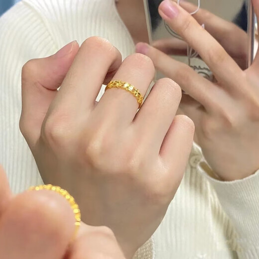 Vatican old Phoenix gold shop model yellow I gold-plated four-leaf clover ring 999 gold-plated hollow clover ring pure gold solid