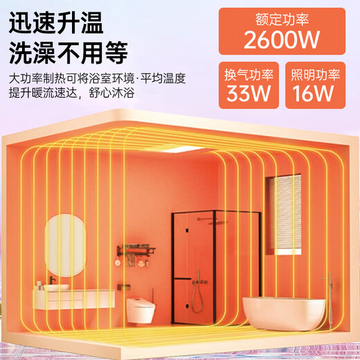潜水艇浴霸灯暖照明排气一体集成300x600吊顶浴室卫生间吹风换气取暖器 智能浴霸5模式QZH6626-E